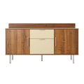"Moderne Eikenhouten Dressoir met Beige Accenten en Metalen Poten"