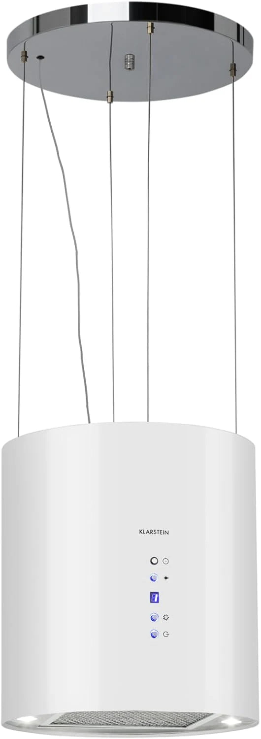 Klarstein Berett eilandafzuigkap - afzuigkap, eilandafzuigkap, Ø 35cm, 190 W motorvermogen, max. 560 m³ / u luchtcirculatie, 3 vermogensniveaus, LED-kookplaatverlichting, RVS, koper(wit)
