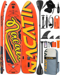 Paddleboards voor het gezin, 12 inch opblaasbaar stand-up paddleboard met kajak-ombouwset, complete SUP-set paddleboards voor volwassenen, met enkele of dubbele peddel, kajakstoel en andere(12' - Oranje)