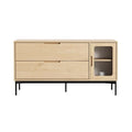 Moderne Houten Dressoir met Glazen Deur en Lades