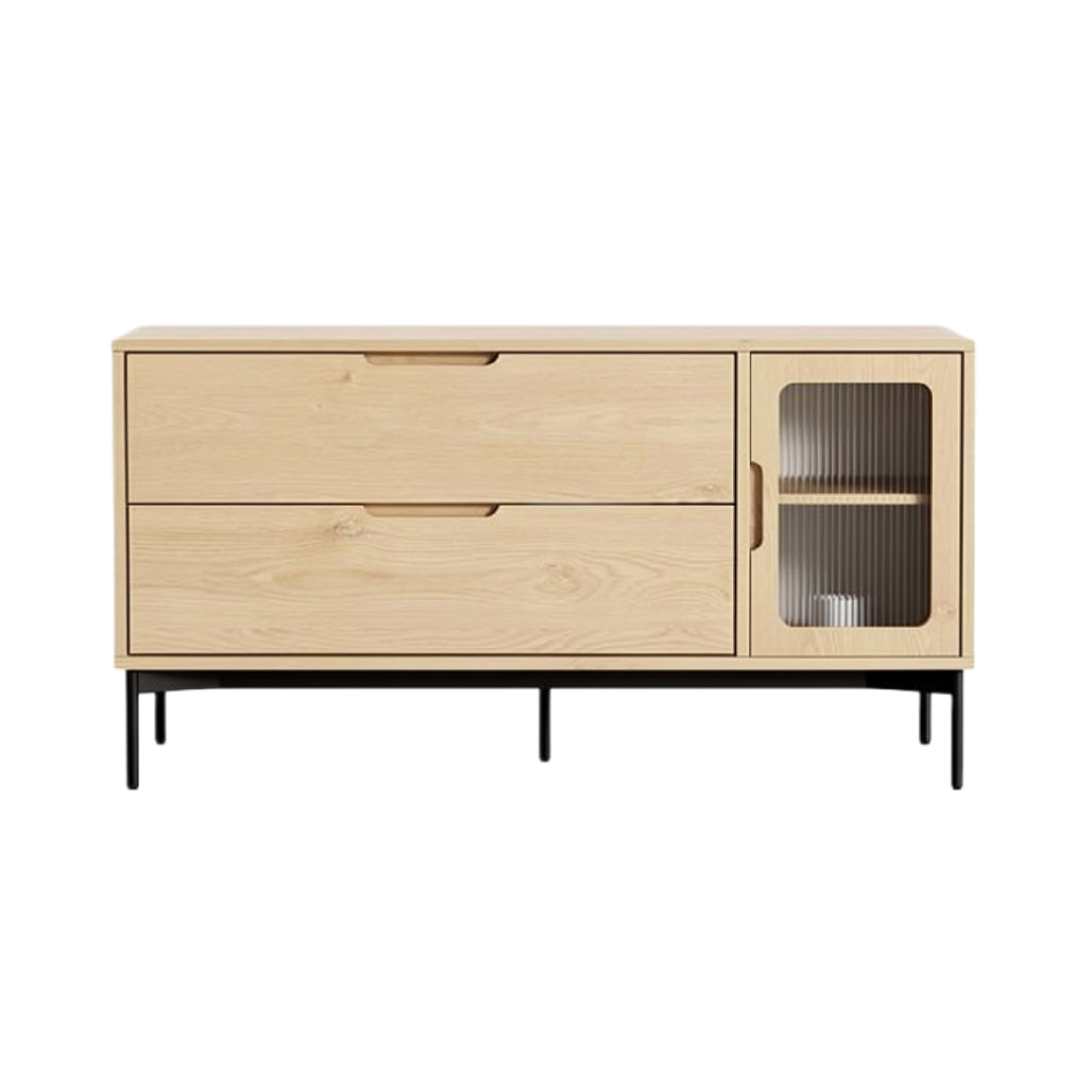 Moderne Houten Dressoir met Glazen Deur en Lades