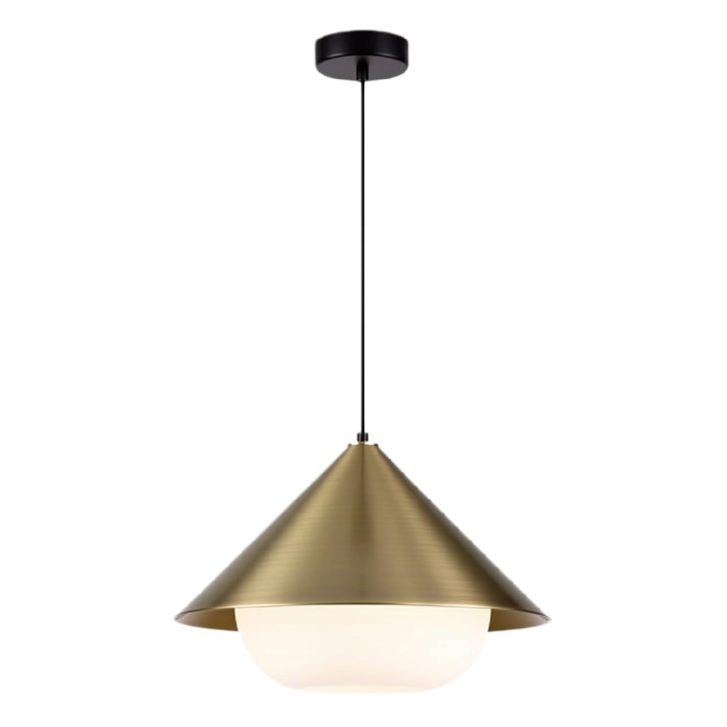 "Moderne Hanglamp met Cone Vorm en Witte Glazen Diffuser"