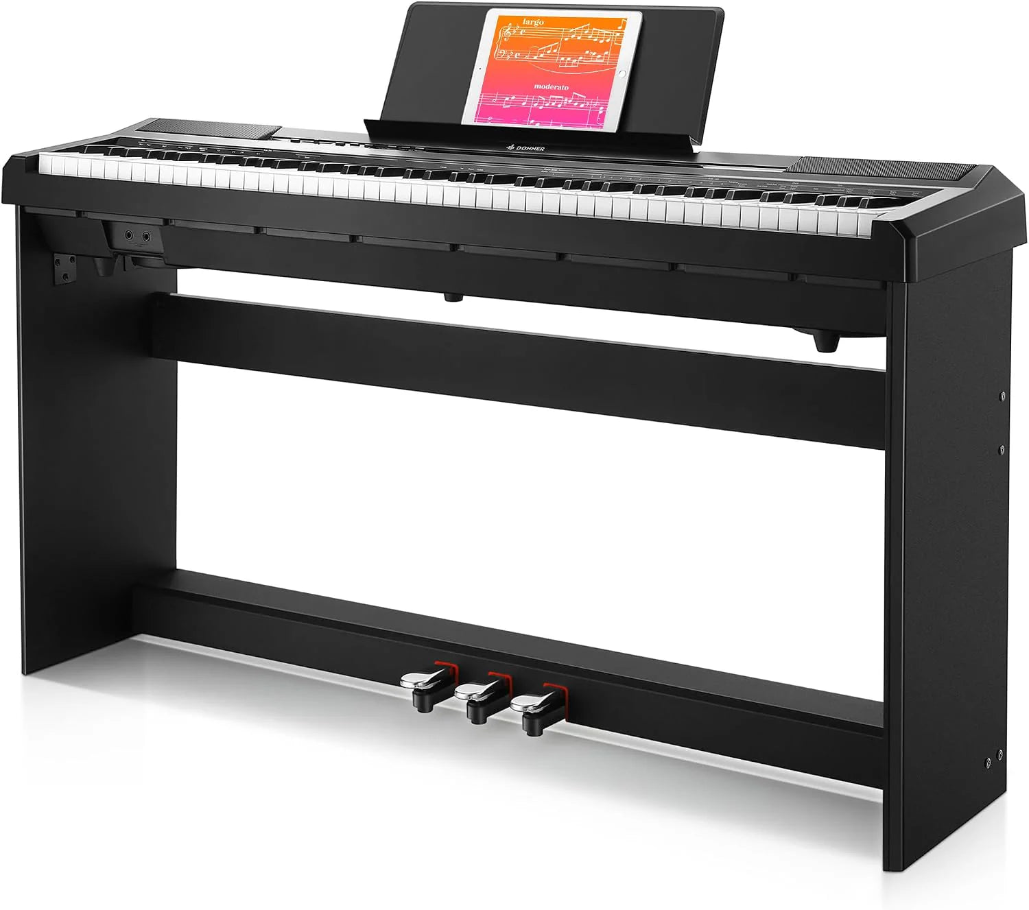 Donner Digitaal Piano Toetsenbord 88 Sleutels Gewogen Semi met Piano Stand, Beginner Elektrische Piano Volledige Grootte met Triple Pedaal, DEP-10S