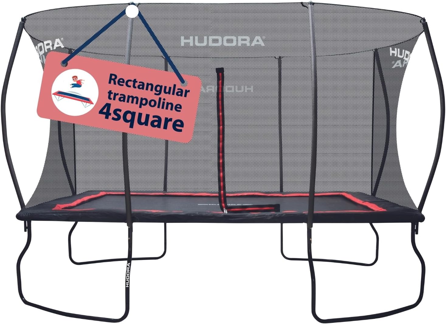 HUDORA Trampoline 4square – 244 x 366/215 x 305 cm grote, rechthoekige outdoor trampoline – rechthoekige sporttrampoline voor maximaal 120 kg – familietrampoline met hoge veerkracht – hoogwaardige(215 x 305)