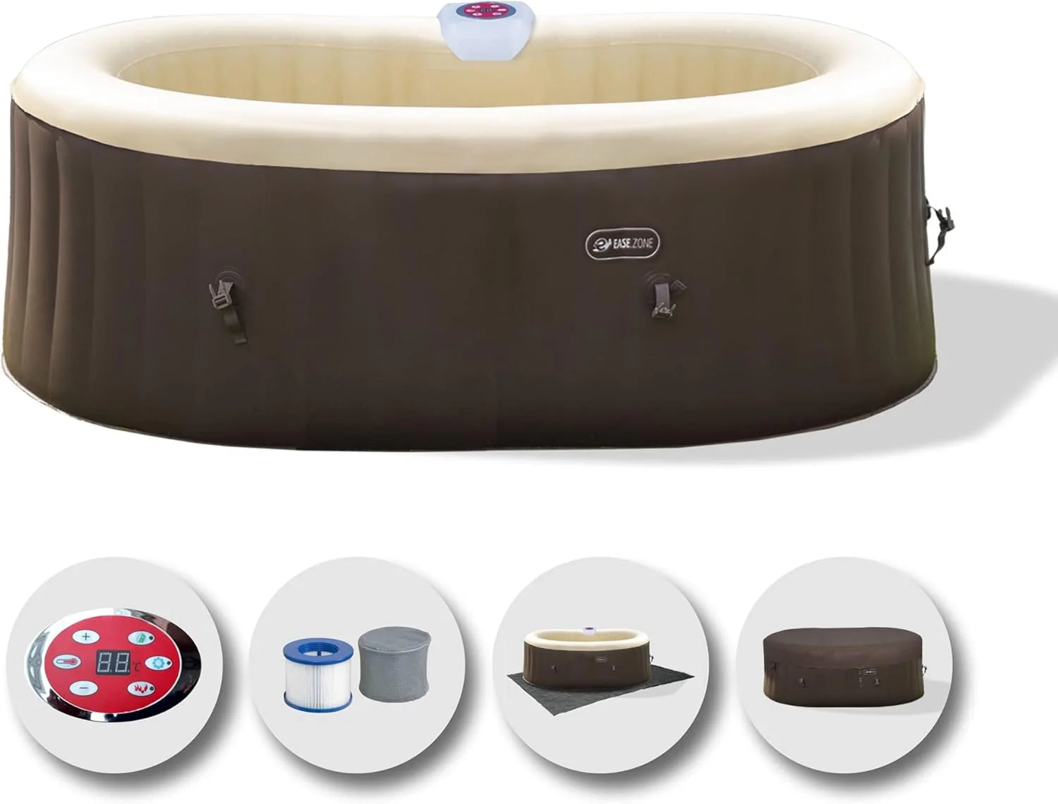 Opblaasbare whirlpool, ovaal, 190 x 120 x 65 cm (550 l/145 GAL) met geïntegreerde pomp 30 W