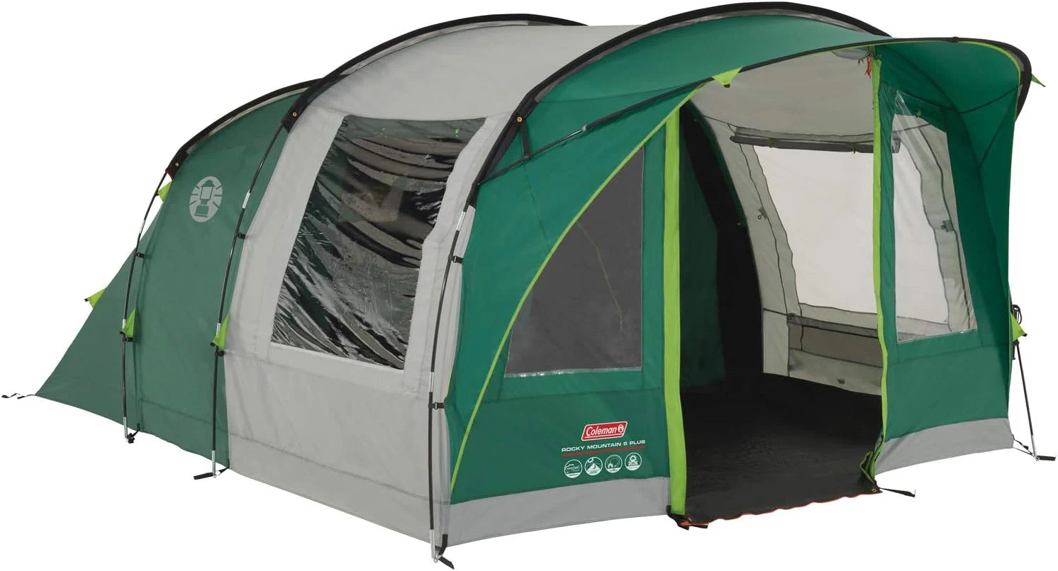 Coleman Rocky Mountain Tunneltent voor 5 personen, 5-persoons familietent, waterdicht WS 4.500 mm(Rocky Mountain 5 Plus)