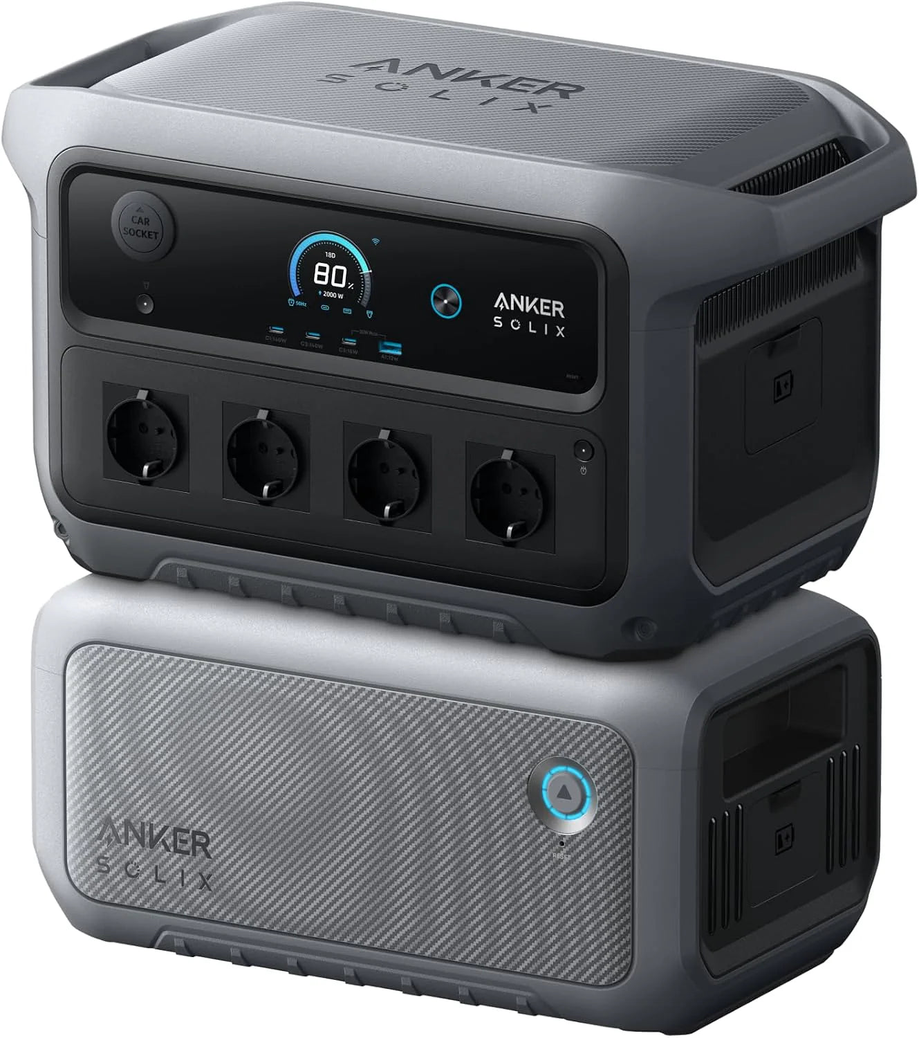 Anker SOLIX C2000 Gen 2 draagbare powerstation, 2.400 W (piek 4.000 W), volledig opgeladen in 58 min, 2.048 Wh LiFePO4-batterij voor camping, stroomuitval en thuisback-up (optioneel zonnepaneel)(Anker SOLIX C2000 Gen 2+BP2000)