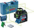 Bosch Professional Bouwlaser GLL 3-80 G (Groene Laser, Binnenafwerking, Werkbereik: 30 m, 4x Batterij, AA, In Transportkoffer), Blauw