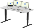 FlexiSpot EC5 Lite 160x80cm Elektrische Verstelbare Bureau – Eénstukig Bureaublad, Dubbele Motor en Driedelige Poten, 25 mm Dikte en 4-geheugen Instellingen, Wit+Wit(160 x 80 cm/Zwart Tafelframe+Wit Bureaublad)