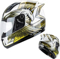 Full Face Motorhelm,DOT Goedgekeurd Lichtgewicht Anti-Fog Vizier Motorhelmen met Reflecterende Sticker voor Mofa Crash Bromfiets Chopper Cruiser Racing Cap