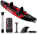 SKINHAWK Exclusieve rode kajak set 380 – rubberboot – kano – 380 x 96 cm – kajak voor 2 personen(Skinhawk Kajak 380 met aluminium peddel)