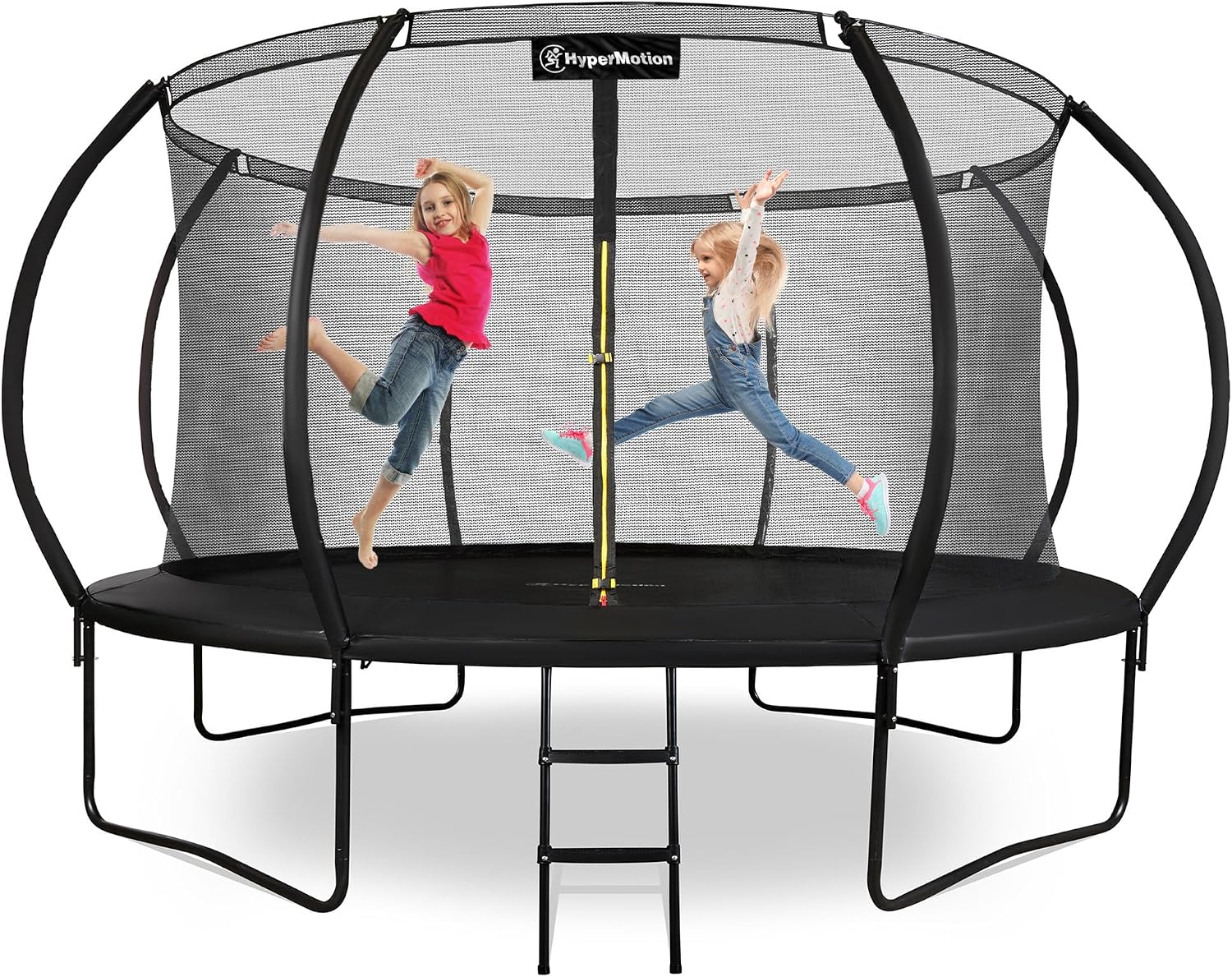 HyperMotion Kindertuintrampoline 3+, trampoline met ladder en binnennet voor huis en tuin, kinderspeelplaats, kindertrampoline, dubbele poten, 430 cm 14 ft