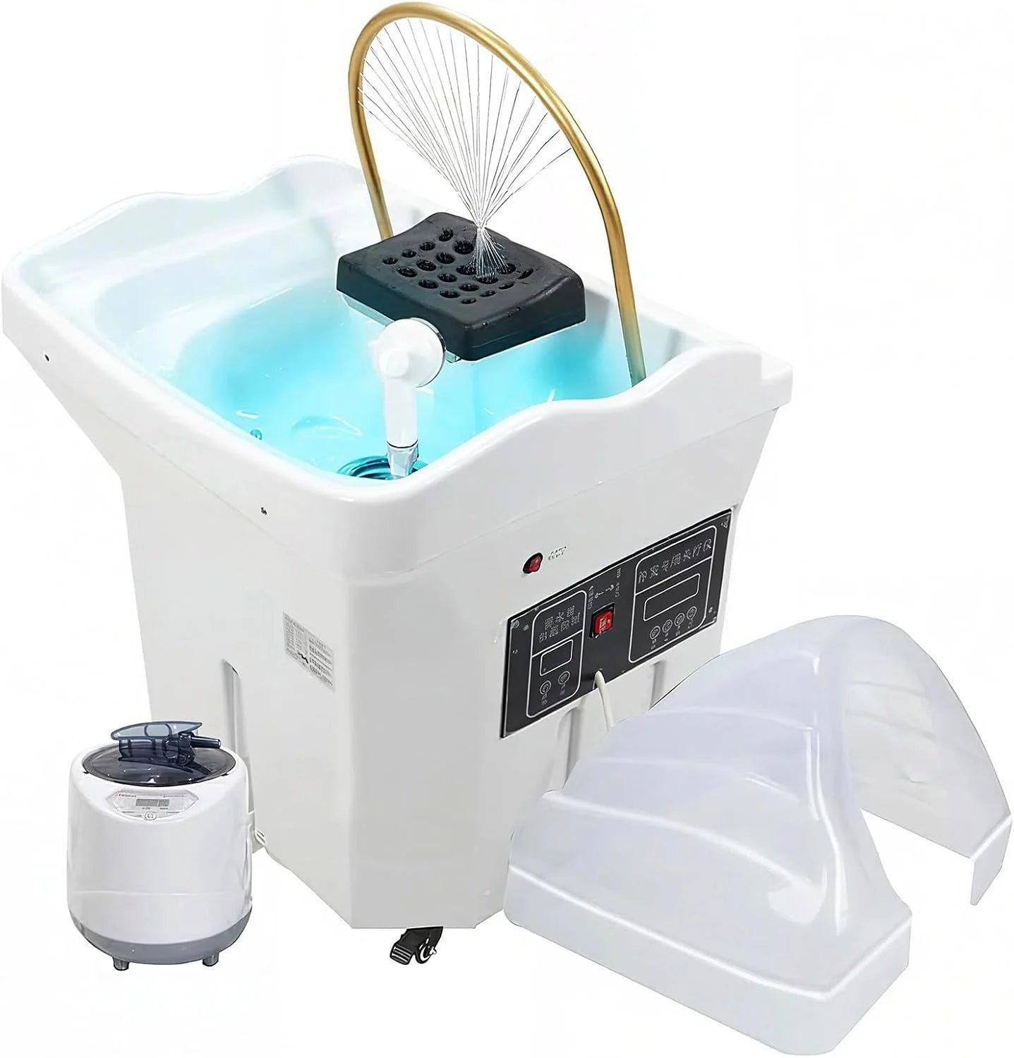 Uitrusting voor Head Spa, afneembare hoofdwastafel met watercirculatie, met watertank van 60 liter, mobiele wastafel met 4 stille wielen, geschikt voor spa-hoofd en kapsalons