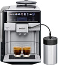 Siemens Volautomatische koffiemachine EQ.6 plus s700 TE657503DE, voor vele koffiespecialiteiten, melkschuimmondstuk, keramische molen, dubbele kopfunctie, anti-kalkaanslag, automatische stoomreiniging, 1500 W, roestvrij staal(met melkreservoir)