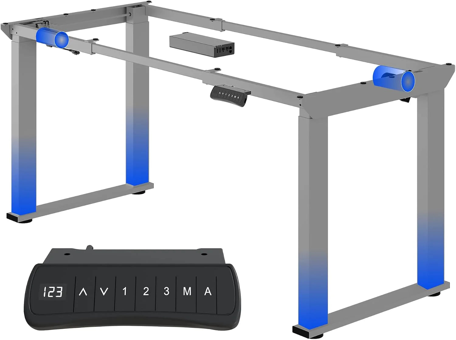FlexiSpot Zit-Sta Bureau Frame met 4-Poten  Dubbele Motor – Premium Zit-Sta Bureau/Werkstation met Zit-Sta Herinnering, 150 kg Draagvermogen, Past op 120–200×70–90 cm, Zwart(Grijs)
