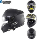 Bluetooth Full Face Motorhelm,DOT Goedgekeurde Volwassen Motorlocomotief Helm met Anti-Fog Dubbel Vizier voor Mofa Crash Bromfiets Bobber Chopper Cruiser Racing Cap