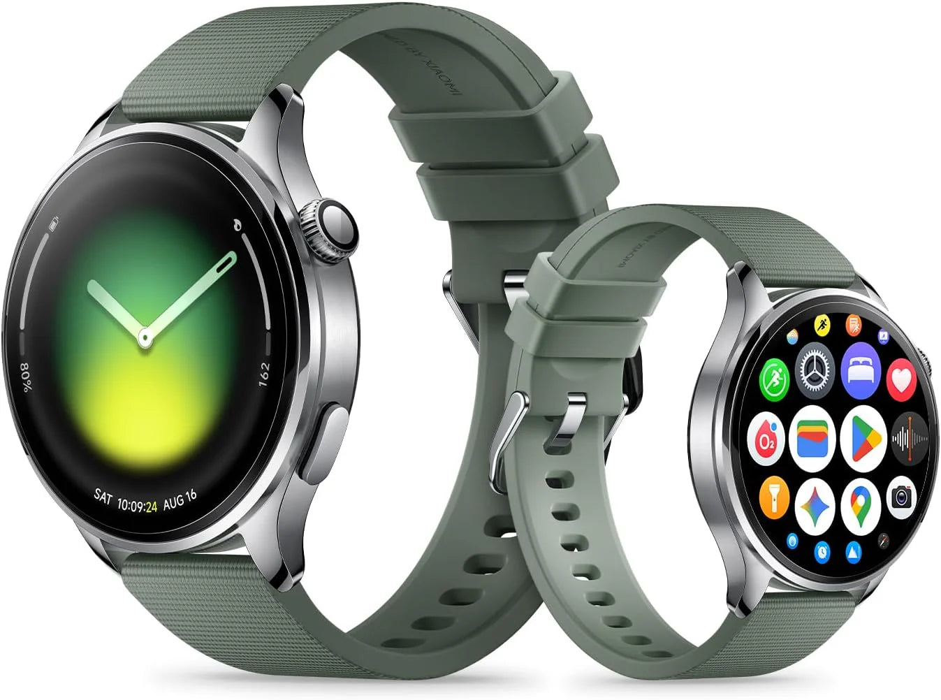 XIAOMI Watch 5 Smartwatch, Google Wear OS, NFC Pay, Gemini, 1,54 inch AMOLED-display, 18 dagen batterijlevensduur, GPS fitnesstracker, gebarenbediening, saffierglas, 47 mm Bluetooth groen