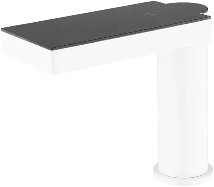 Witte sensorkraan met digitaal display: touchscreen messing terrasmontage warm-koud badkamer wastafelmengkraan (achterkant)(Wit)