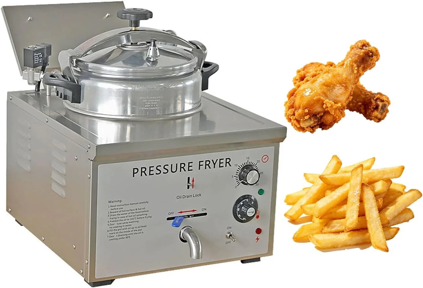 Frituurpan Met Mandje, Elektrische Frituurpan, Inclusief Automatische Uitschakelfunctie, Brede Olieafvoer Voor Commerciële Frituurpans, Voor Het Frituren Van Voedsel