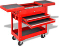 Robuuste gereedschapswagen van staal in rood, 70,5 x 37 x 71 cm met mobiele wielen en veel opbergruimte voor de werkplaatsorganisatie